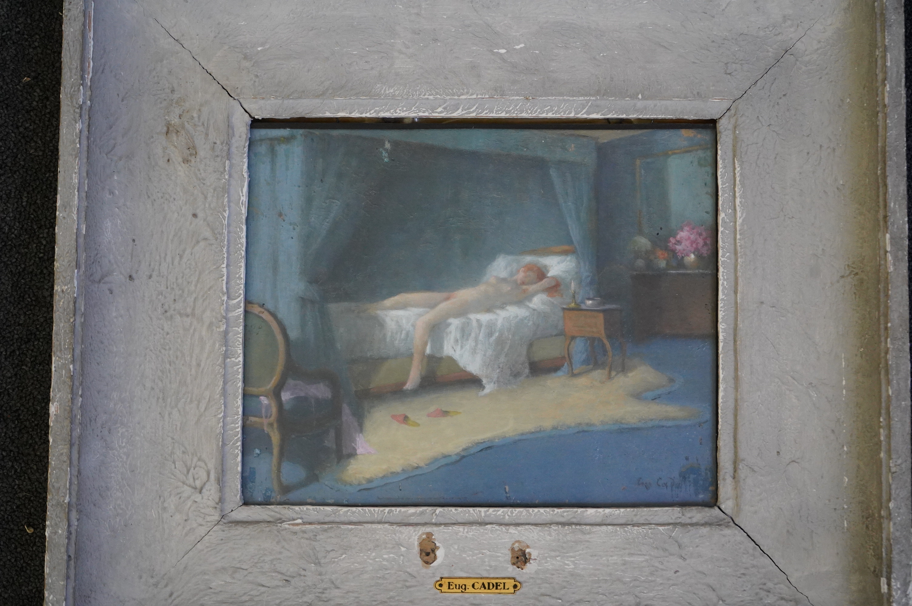 Eugène Cadel (French, 1862-1941), La Chambre Bleu and La Chambre Rose, oil on panel (2), 22 x 26cm